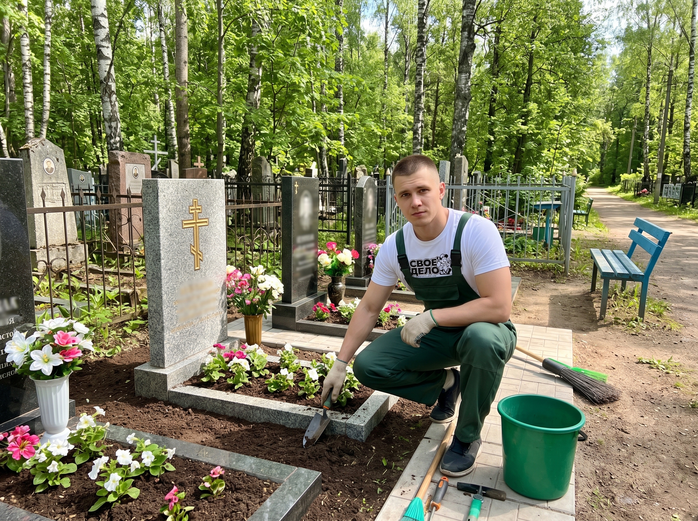 Уборка и покраска мест захоронения